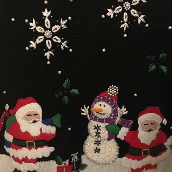 ❄️☃️🎅🏻BASIC EDITIONS Holiday Snowman☃️/Santa🎅🏻 Christmas Sweater - Picture 7 of 12